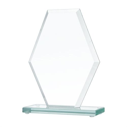 Glass statuett sekskantet med trykk