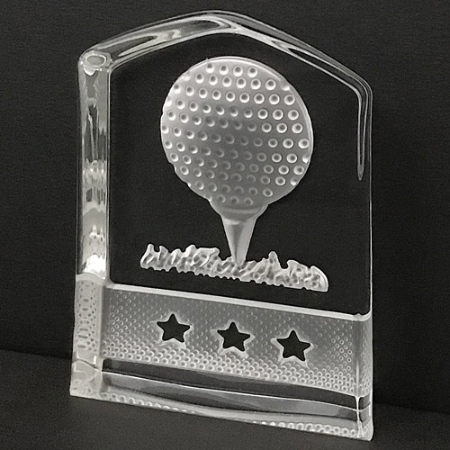 Glass statuett golfball eksempel