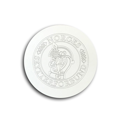 Rund graveringsplate sølv med egen logo eksempel