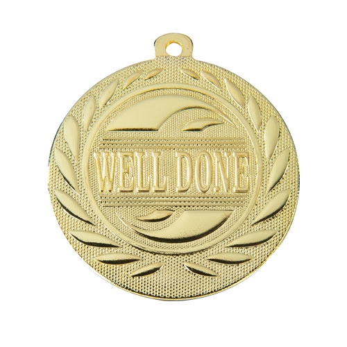 Gullmedalje "Well done" 50mm