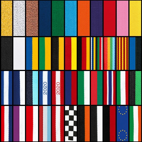 Stort utvalg av medaljebånd i mange farger