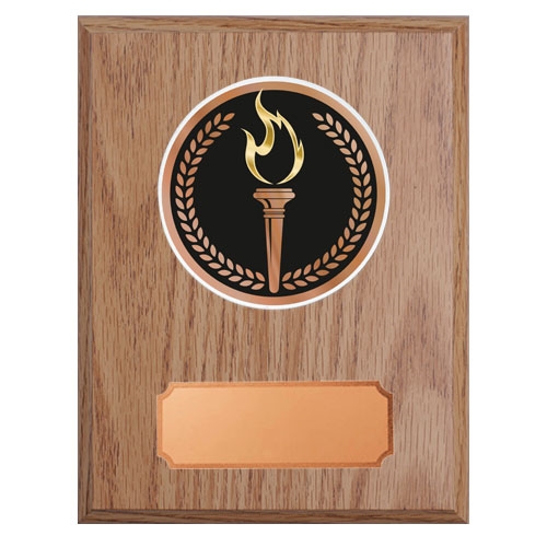 Lys treplakett med seiersfakkel motiv disk