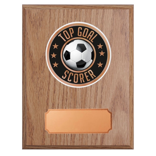 Lys treplakett med fotball topp scorer motiv disk
